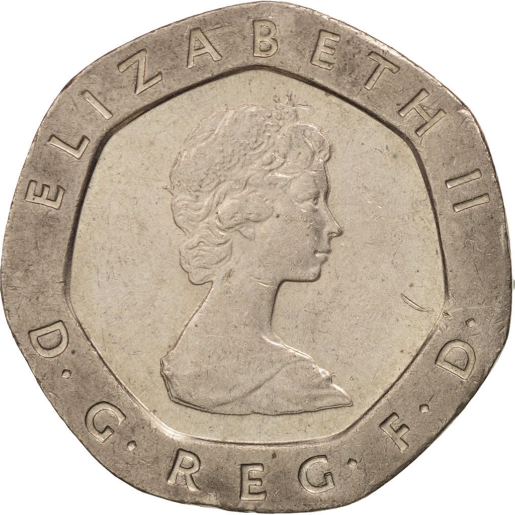 Coin, Great Britain, Elizabeth II, 20 Pence, 1983, AU(55-58), Copper-nickel