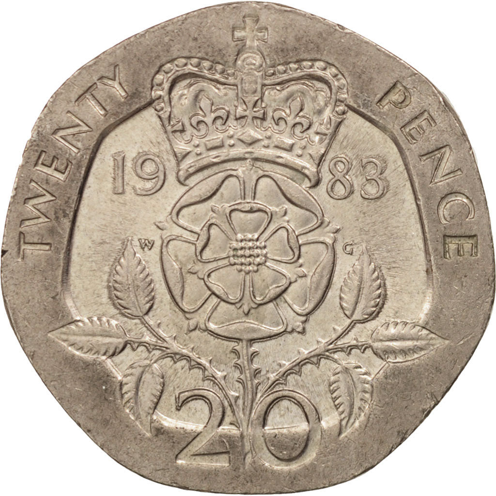 Coin, Great Britain, Elizabeth II, 20 Pence, 1983, AU(55-58), Copper-nickel