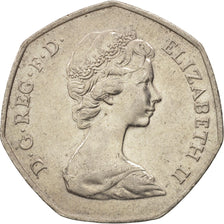 Coin, Great Britain, Elizabeth II, 50 Pence, 1973, AU(55-58), Copper-nickel