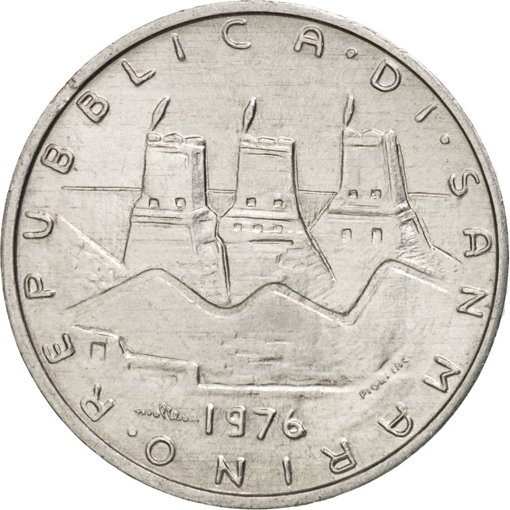 Coin, San Marino, 5 Lire, 1976, MS(63), Aluminum, KM:53