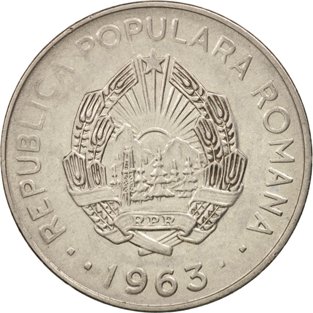 Coin, Romania, Leu, 1963, AU(55-58), Nickel Clad Steel, KM:90