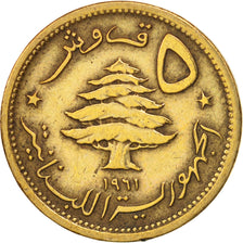 Lebanon, 5 Piastres, 1961, EF(40-45), Aluminum-Bronze, KM:21