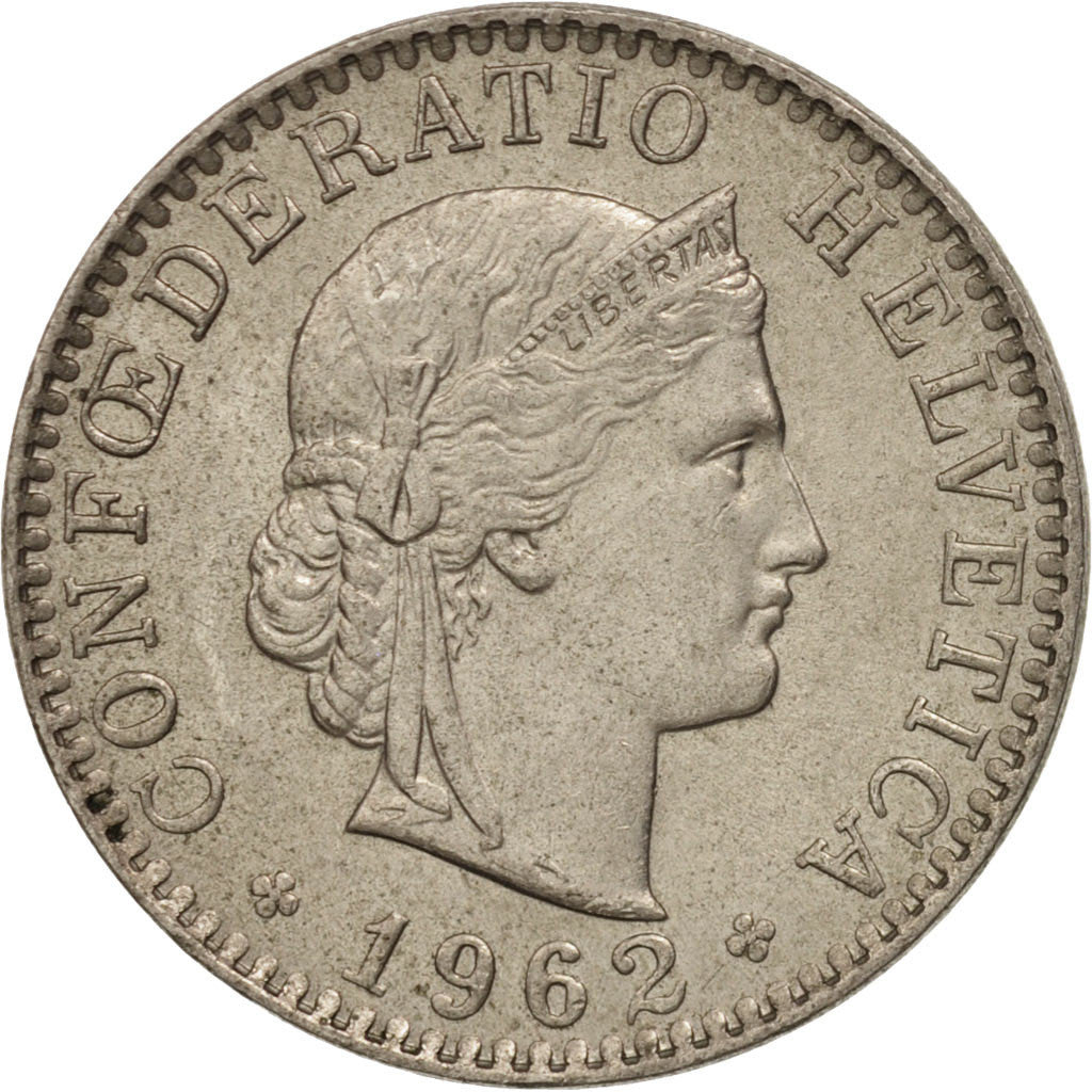 Coin, Switzerland, 20 Rappen, 1962, Bern, AU(55-58), Copper-nickel, KM:29a