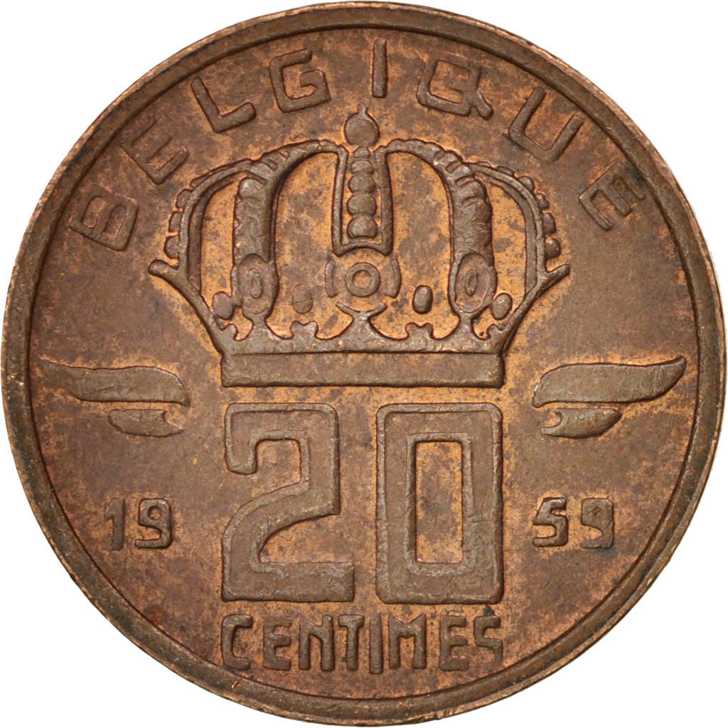 Coin, Belgium, 20 Centimes, 1959, AU(55-58), Bronze, KM:146