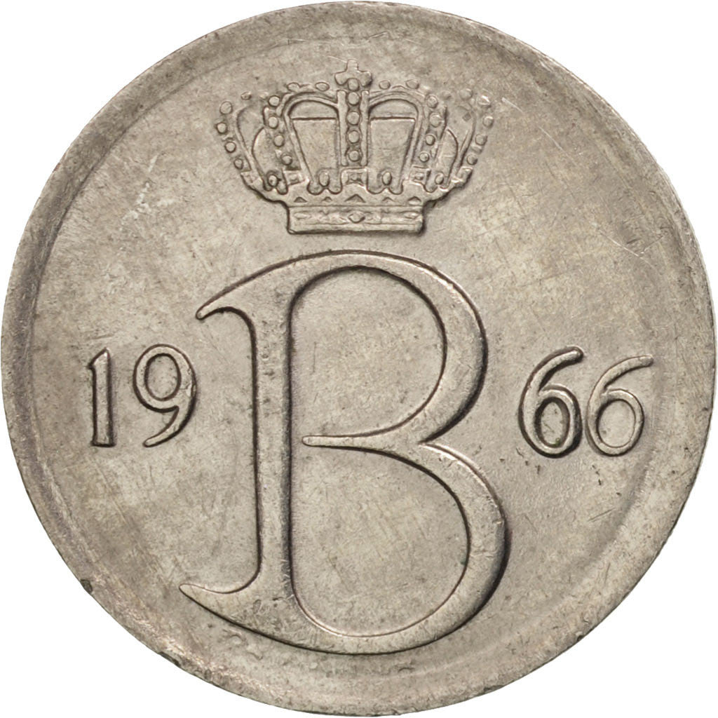 Belgium, 25 Centimes, 1966, Brussels, AU(55-58), Copper-nickel, KM:154.1