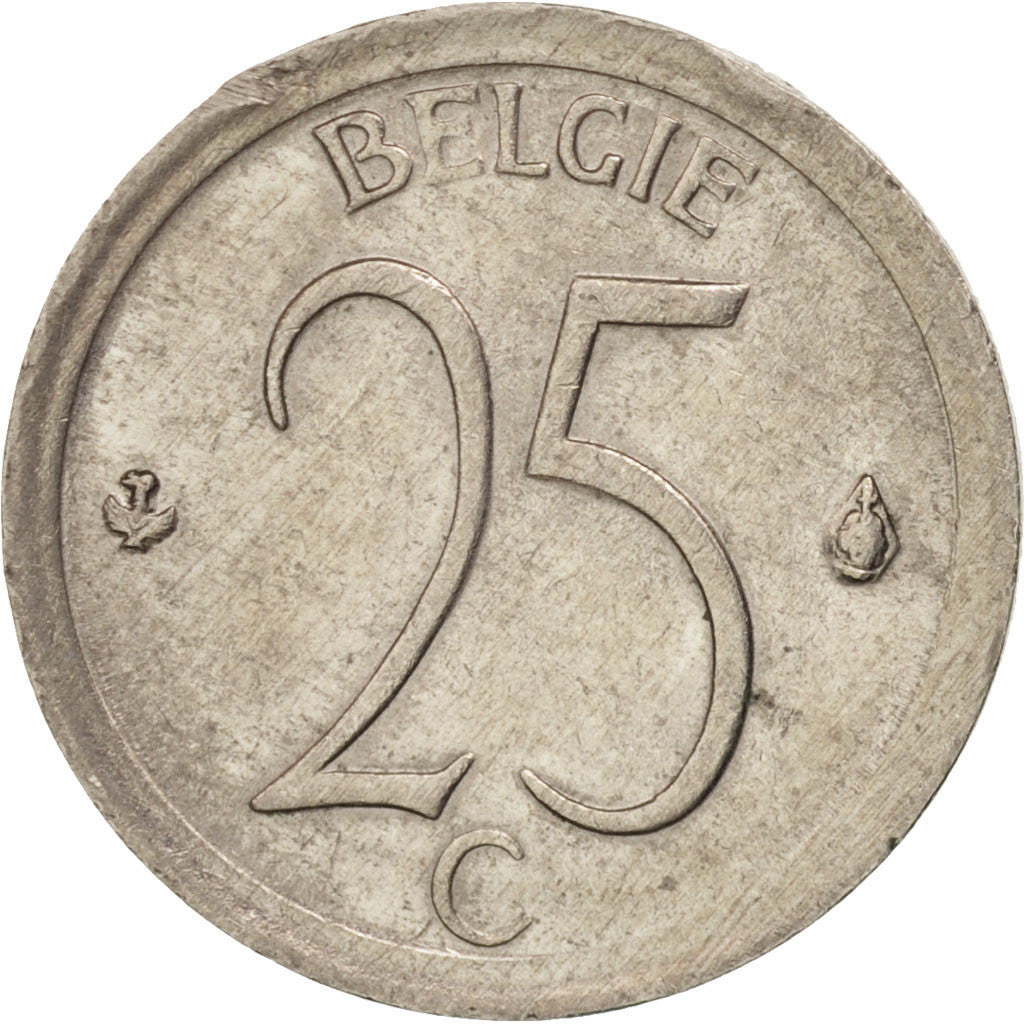 Belgium, 25 Centimes, 1966, Brussels, AU(55-58), Copper-nickel, KM:154.1