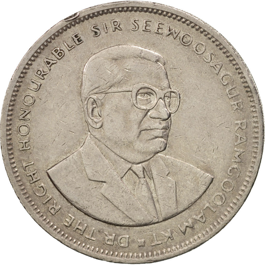 Coin, Mauritius, 5 Rupees, 1992, EF(40-45), Copper-nickel, KM:56