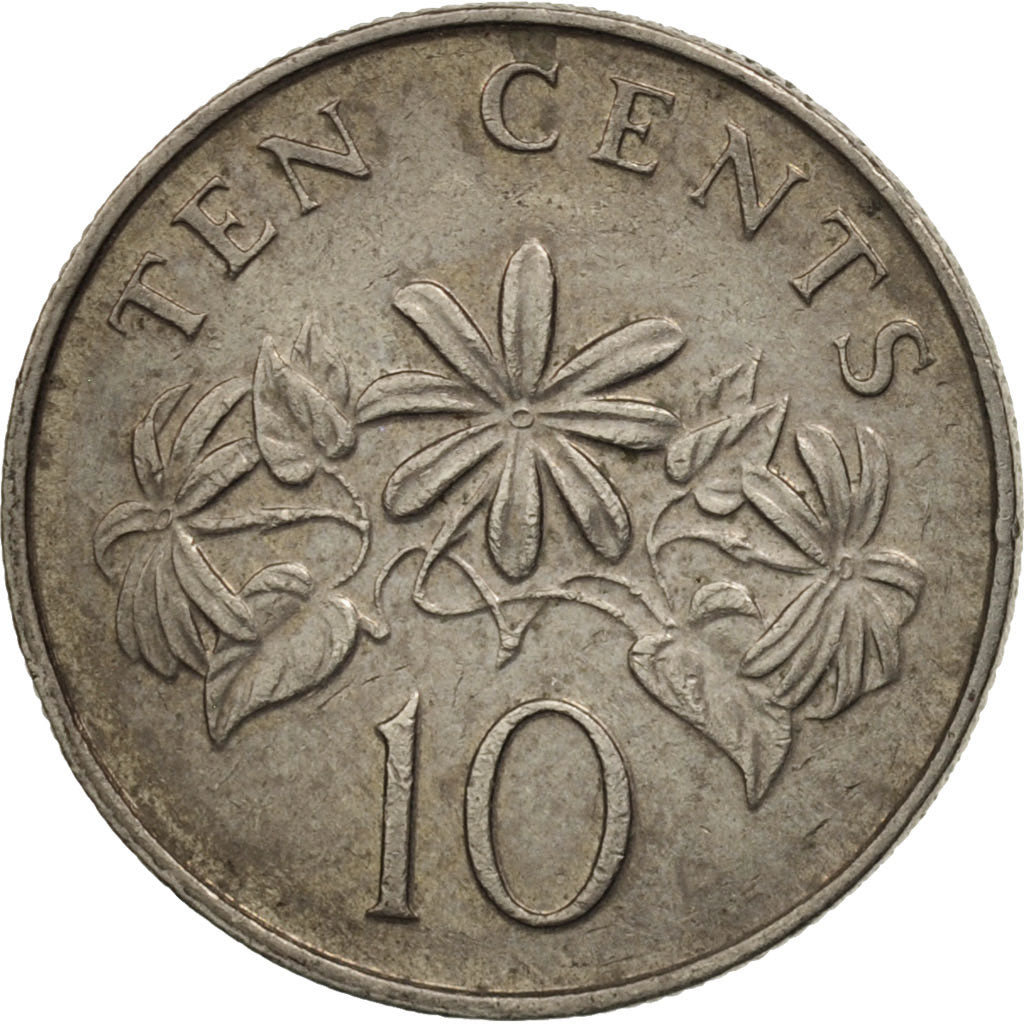 Coin, Singapore, 10 Cents, 1989, British Royal Mint, AU(55-58), Copper-nickel