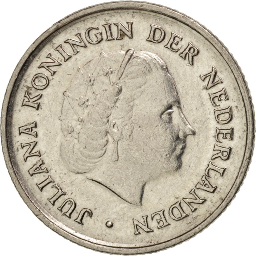 Coin, Netherlands, Juliana, 10 Cents, 1973, AU(50-53), Nickel, KM:182