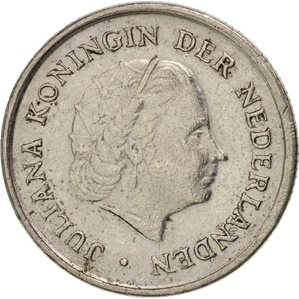 Coin, Netherlands, Juliana, 10 Cents, 1977, AU(50-53), Nickel, KM:182