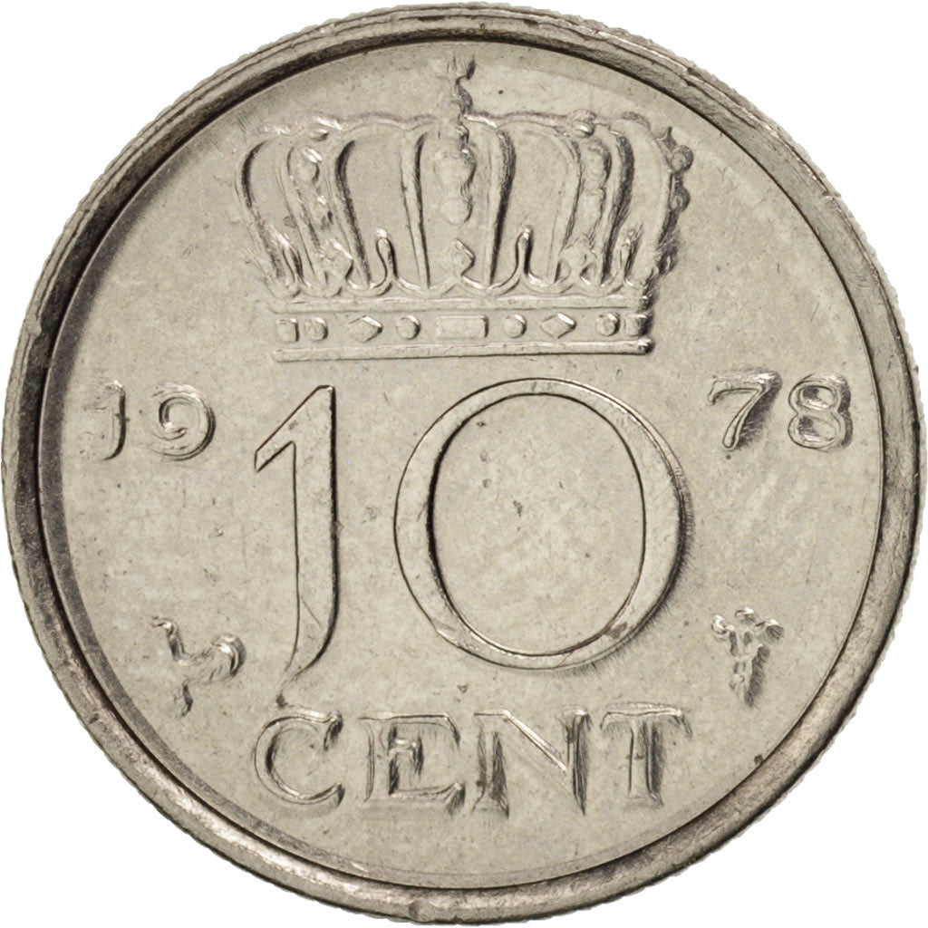 Coin, Netherlands, Juliana, 10 Cents, 1978, MS(60-62), Nickel, KM:182