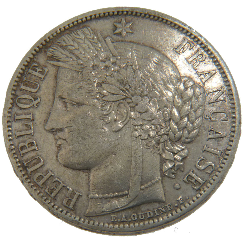 FRANCE, Cérès, 5 Francs, 1870, Paris, EF(40-45), Silver, Gadoury #742, 25.00
