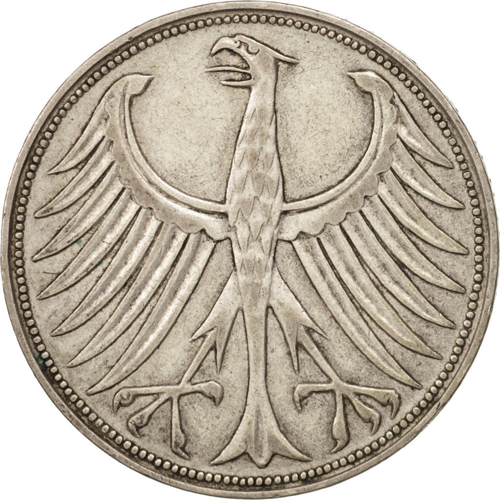 GERMANY - FEDERAL REPUBLIC, 5 Mark, 1951, Munich, EF(40-45), Silver, KM:112.1
