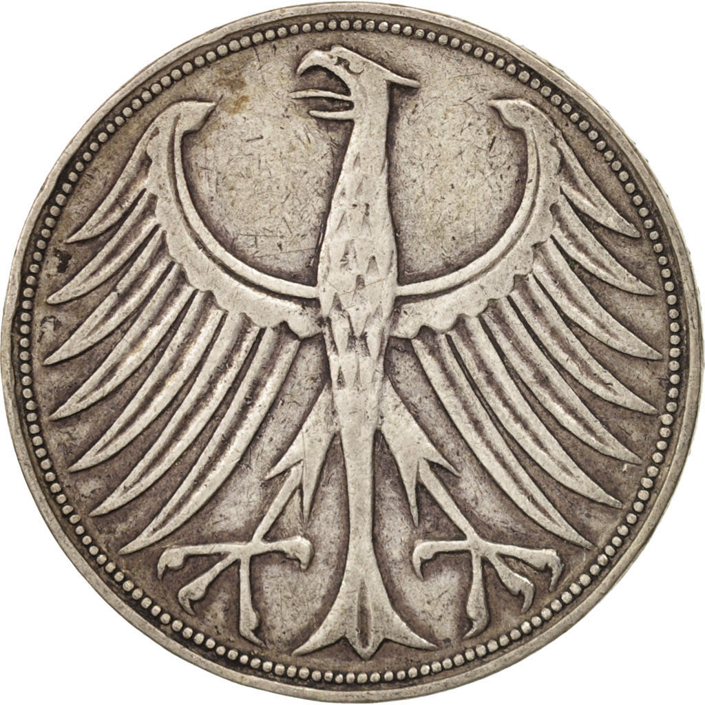 GERMANY - FEDERAL REPUBLIC, 5 Mark, 1951, Stuttgart, VF(30-35), Silver, KM:112.1