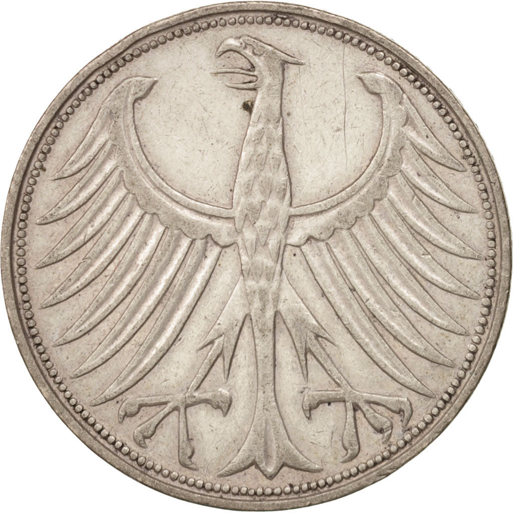 Coin, GERMANY - FEDERAL REPUBLIC, 5 Mark, 1951, Karlsruhe, AU(50-53), Silver