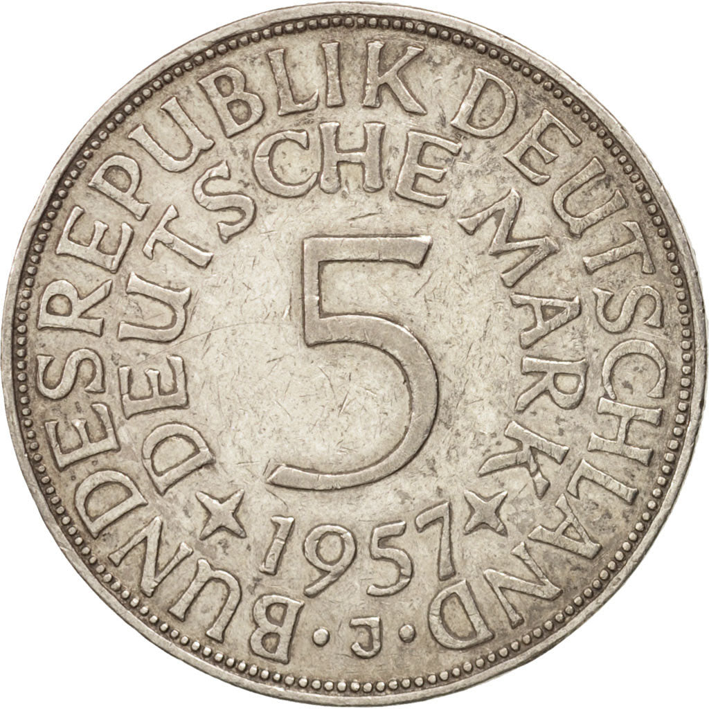 République fédérale allemande, 5 Mark, 1957, Hamburg, TTB, Argent, KM:112.1