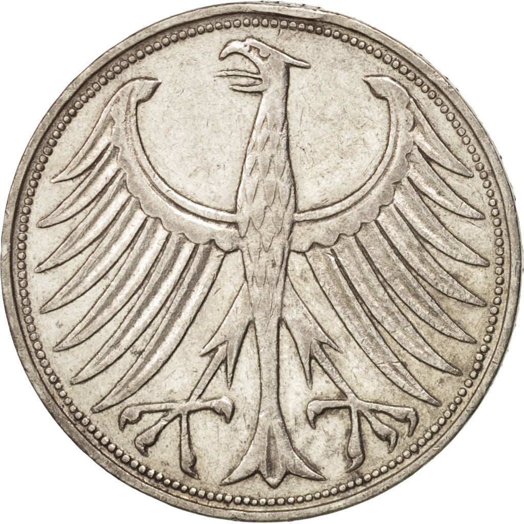 Moneta, GERMANIA - REPUBBLICA FEDERALE, 5 Mark, 1957, Hamburg, BB, Argento