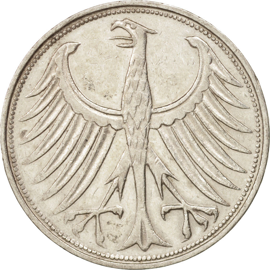 Coin, GERMANY - FEDERAL REPUBLIC, 5 Mark, 1963, Stuttgart, AU(50-53), Silver