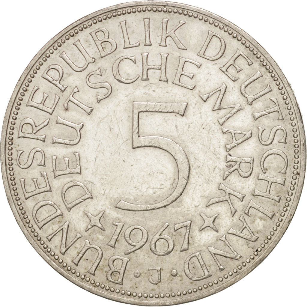Monnaie, République fédérale allemande, 5 Mark, 1967, Hamburg, SUP, Argent
