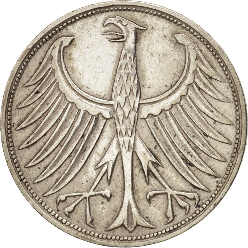 Moneta, Niemcy - RFN, 5 Mark, 1966, Karlsruhe, AU(50-53), Srebro, KM:112.1