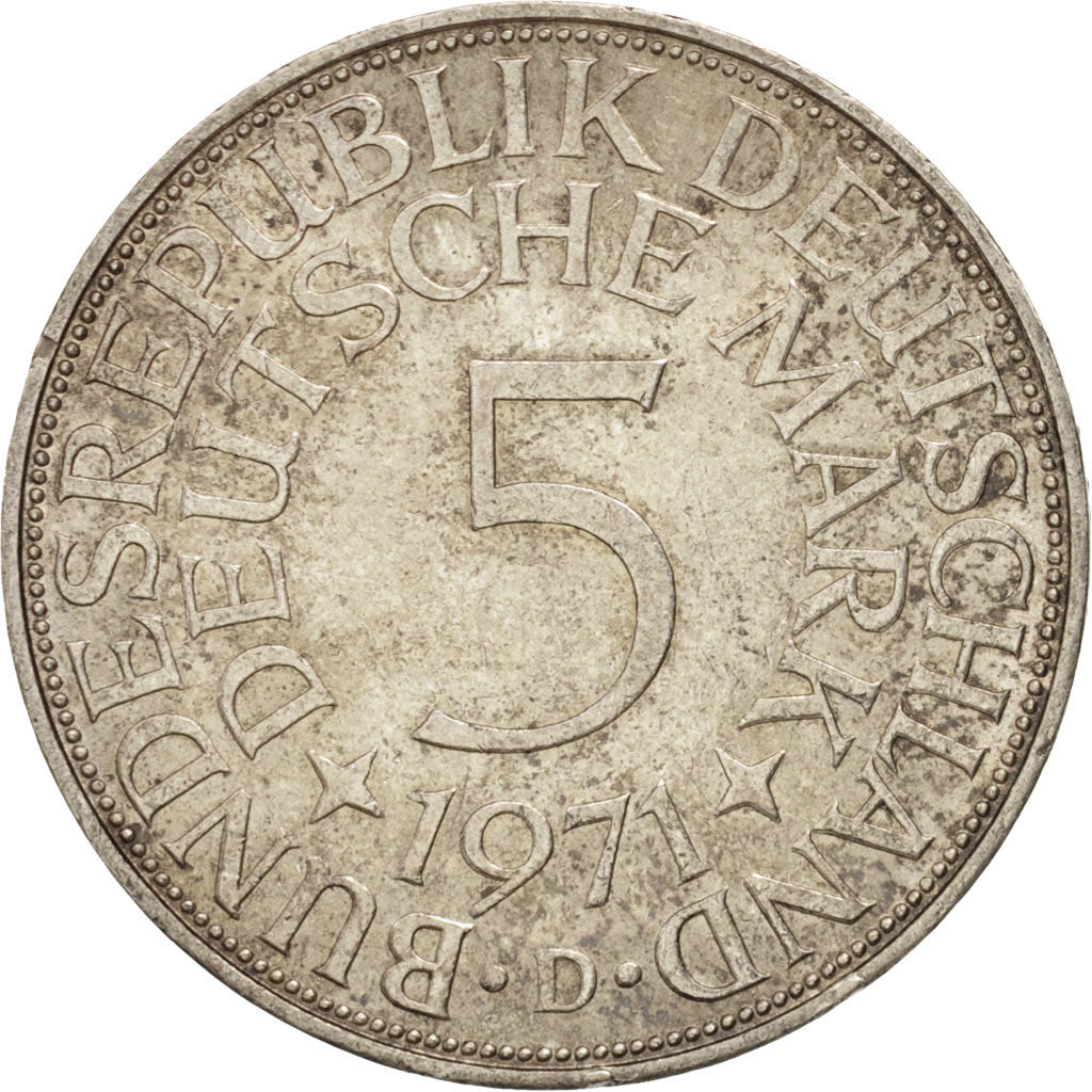 Coin, GERMANY - FEDERAL REPUBLIC, 5 Mark, 1971, Munich, AU(55-58), Silver