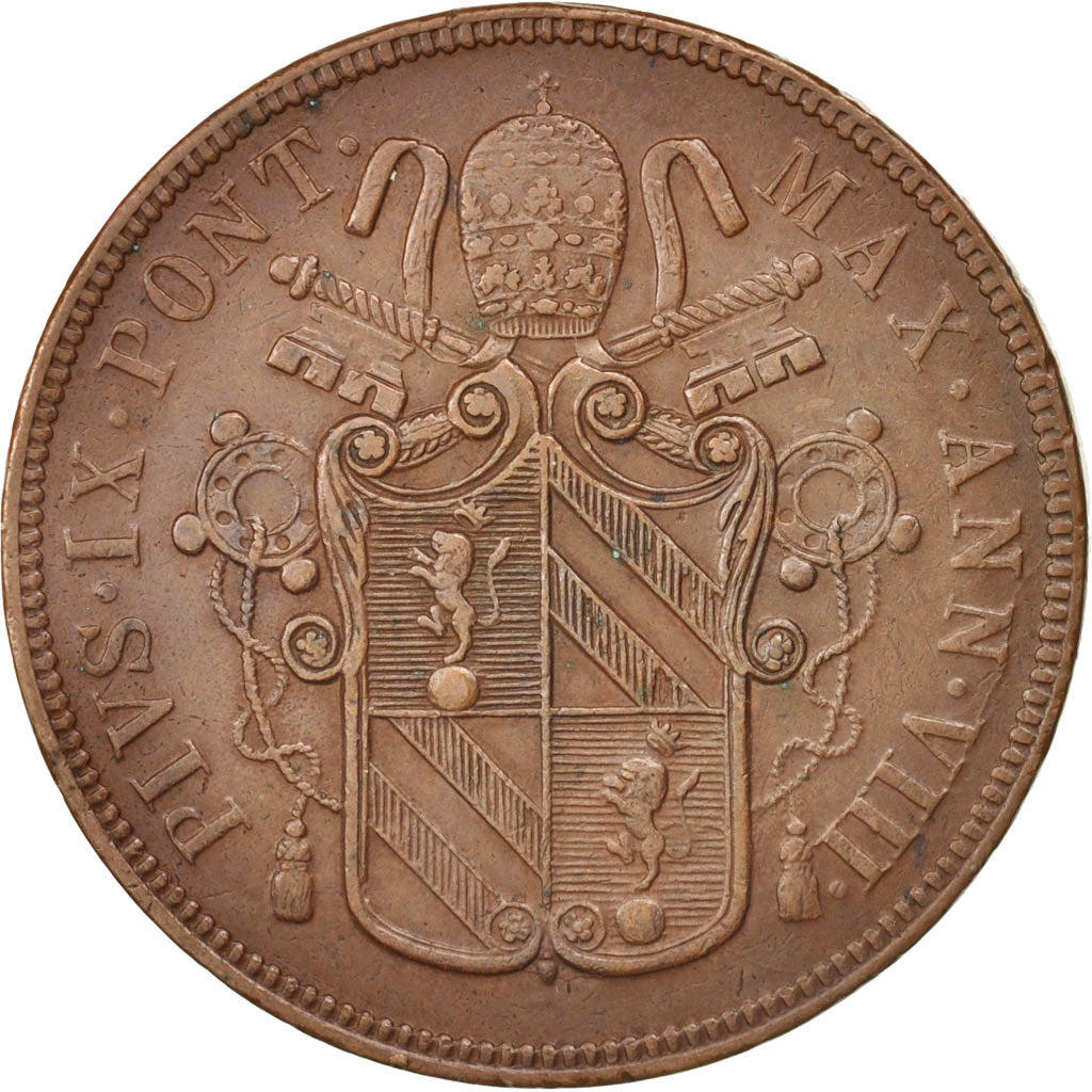 Münze, Italien Staaten, PAPAL STATES, Pius IX, 5 Baiocchi, 1853, Rome, SS+
