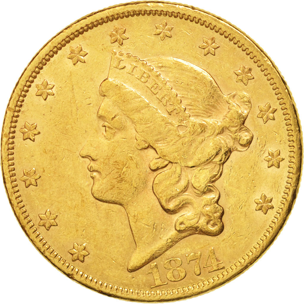 États-Unis, Liberty Head, $20, 1874, Philadelphia, TTB, KM:74.2