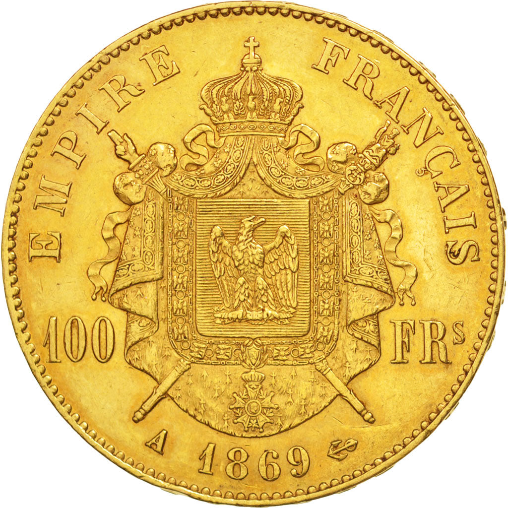 Frankreich, Napoleon III, 100 Francs, 1869, Paris, AU(50-53), Gold, KM:802.1
