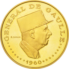Chad, 10000 Francs Charles De Gaulle, 1970, MS(64), Gold, KM:11