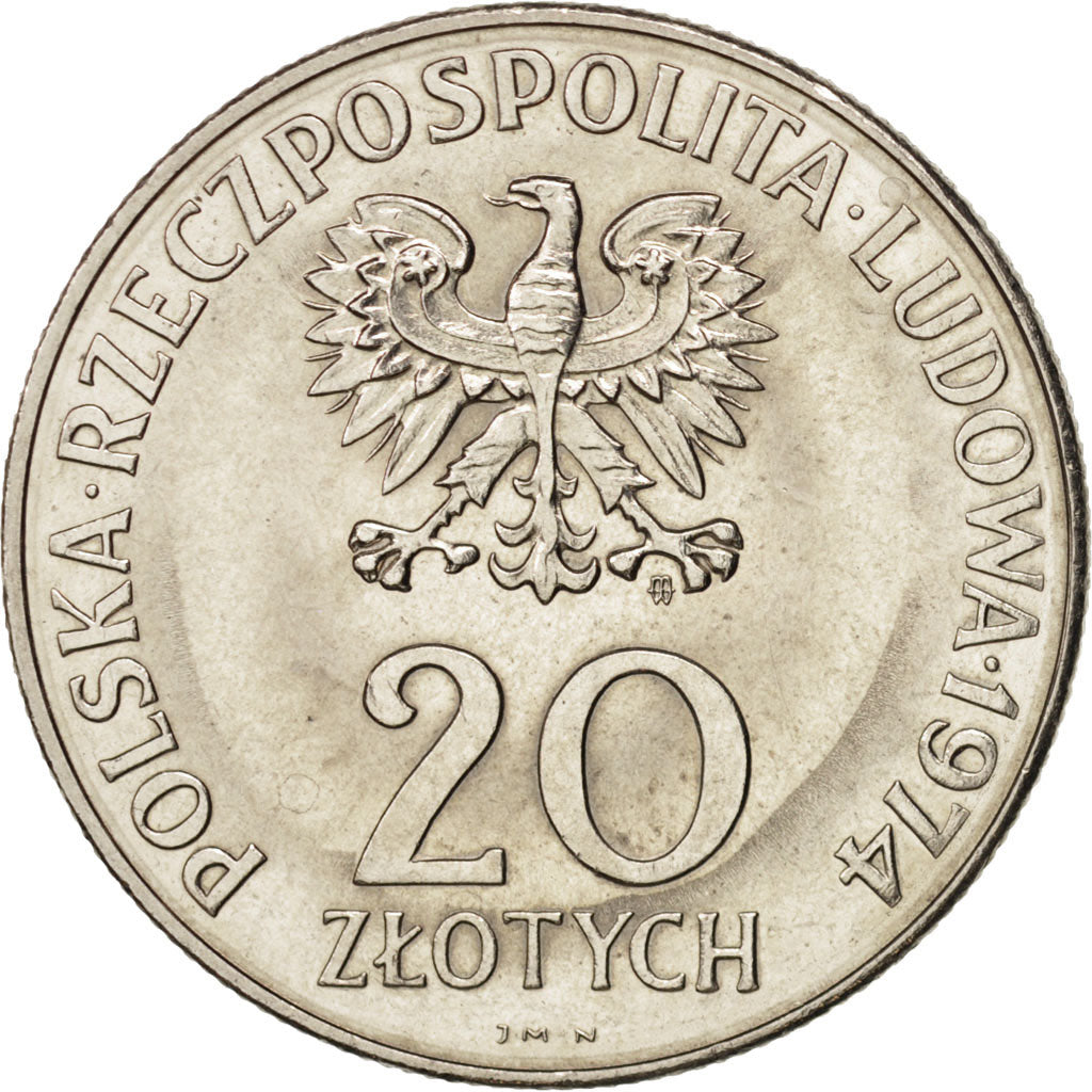 Coin, Poland, 20 Zlotych, 1974, Warsaw, MS(64), Copper-nickel, KM:70