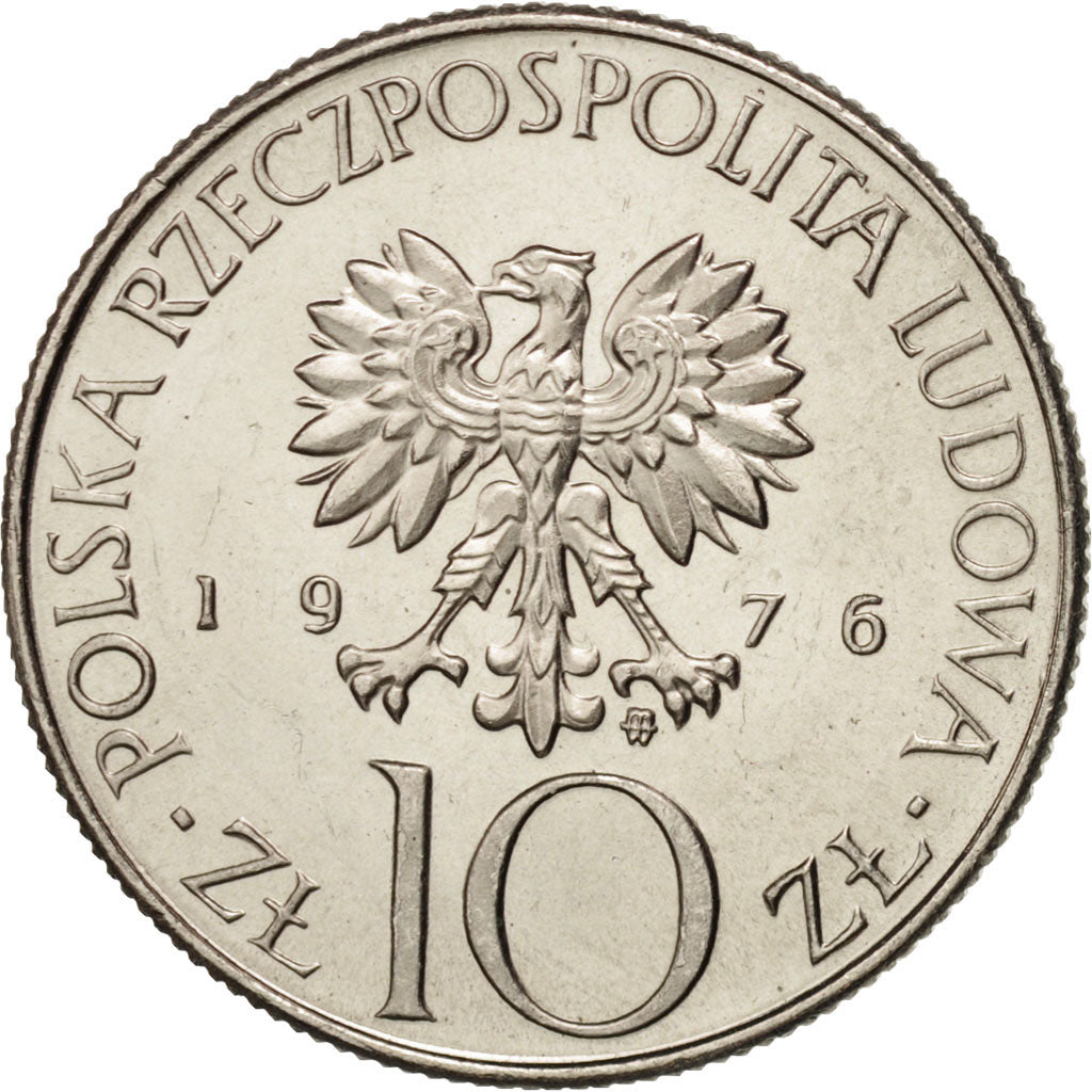 Coin, Poland, 10 Zlotych, 1976, Warsaw, MS(64), Copper-nickel, KM:74