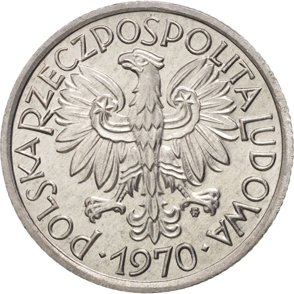 Coin, Poland, 2 Zlote, 1970, Warsaw, MS(65-70), Aluminum, KM:46