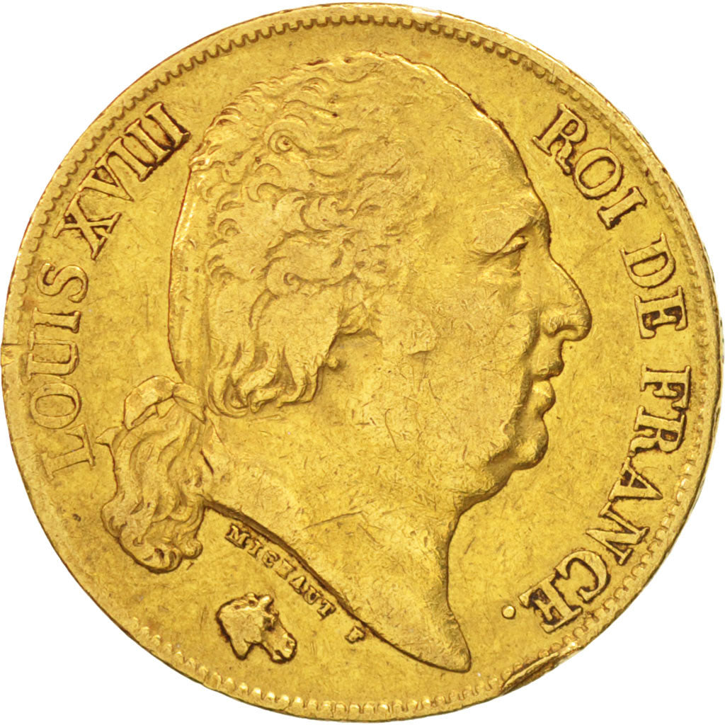 France, Louis XVIII, 20 Francs, 1819, Paris, VF(30-35), Gold, KM:712.1