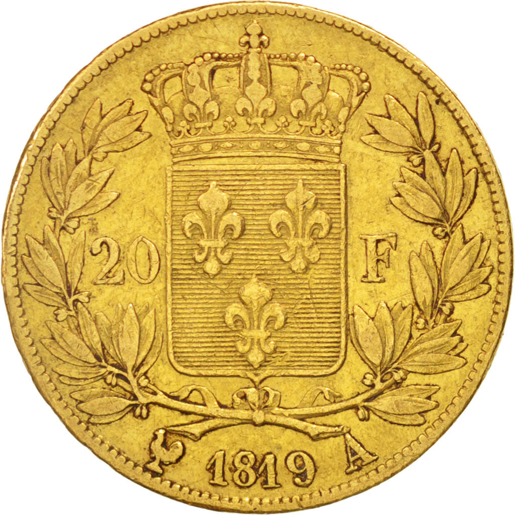 France, Louis XVIII, 20 Francs, 1819, Paris, VF(30-35), Gold, KM:712.1