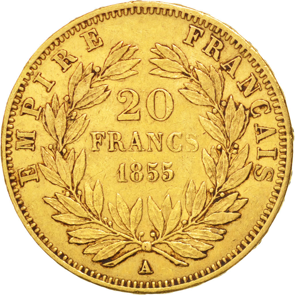 France, Napoleon III, 20 Francs, 1855, Paris, EF(40-45), Gold, KM:781.1
