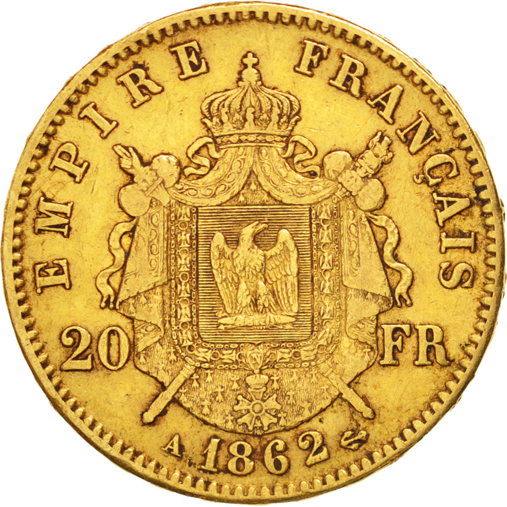 France, Napoleon III, 20 Francs, 1862, Paris, EF(40-45), Gold, KM:801.1