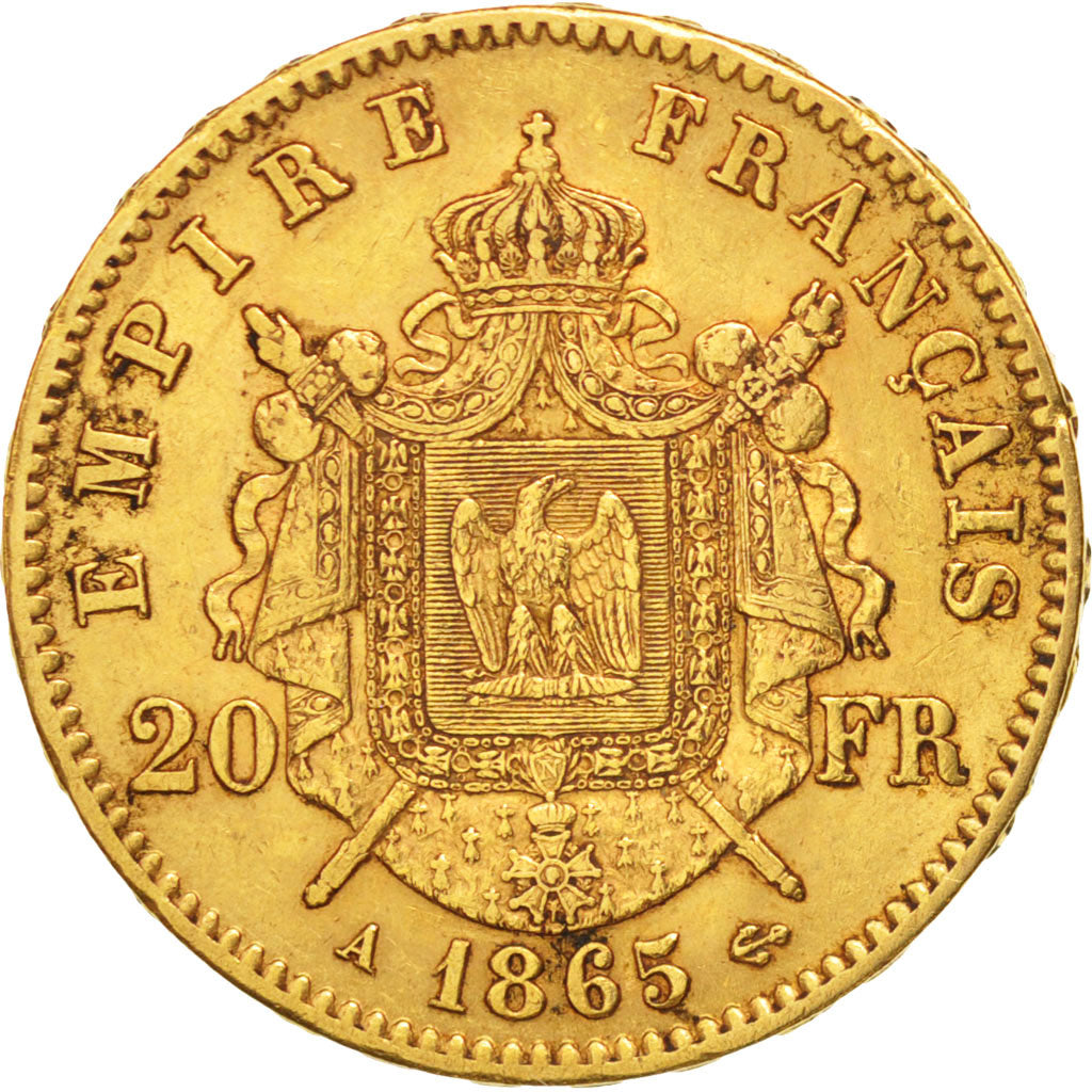France, Napoleon III, 20 Francs, 1865, Paris, TTB, Or, Gadoury:1062