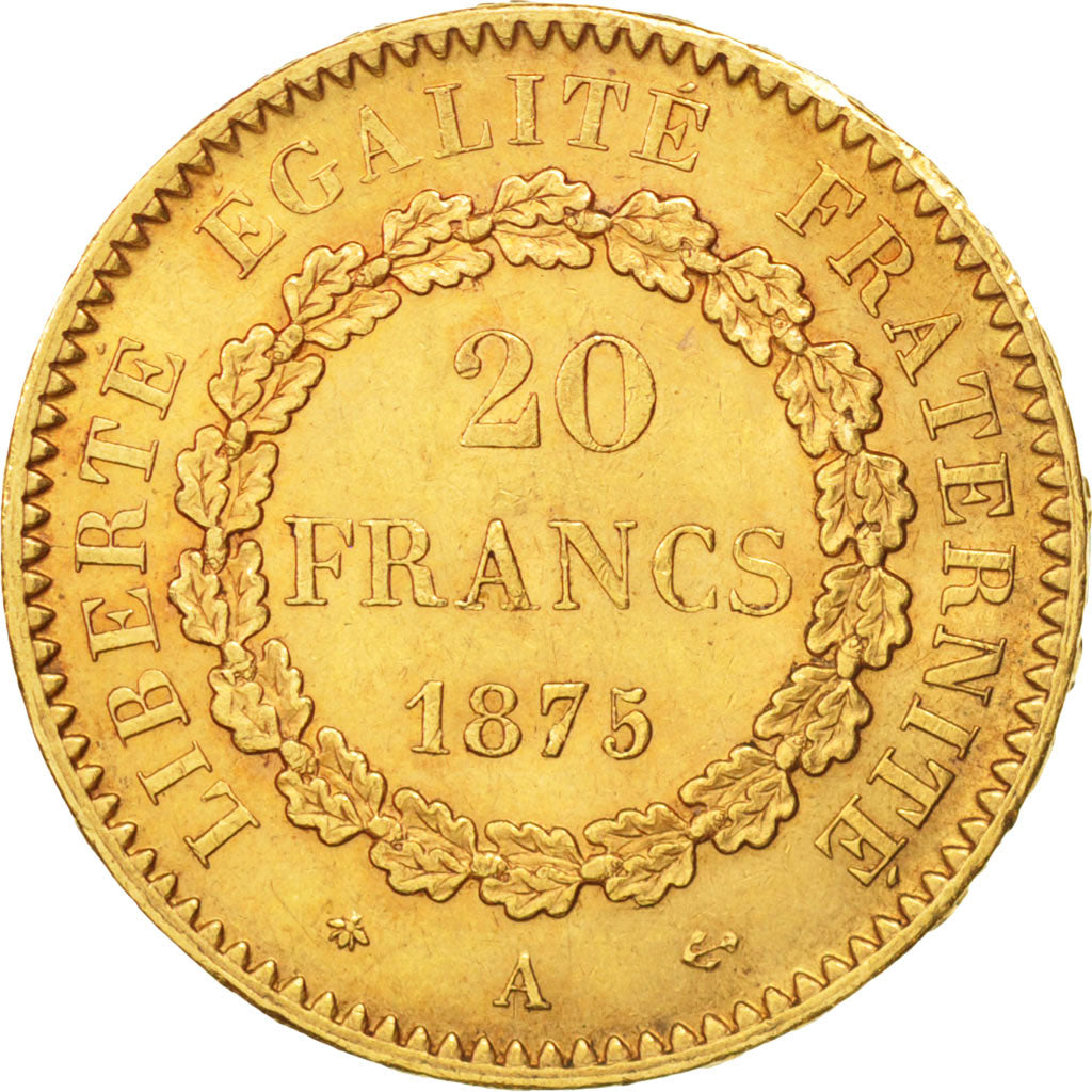 Frankreich, Génie, 20 Francs, 1875, Paris, AU(50-53), Gold, KM:825