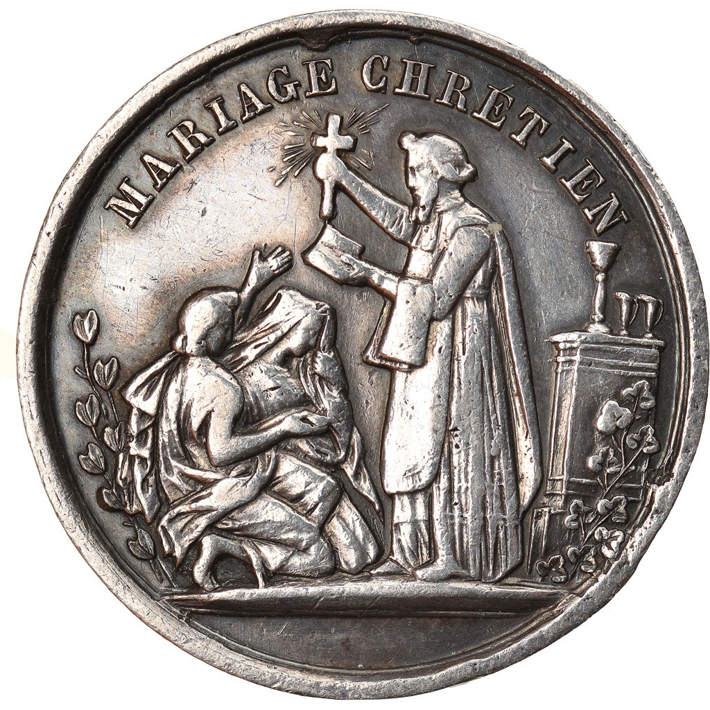 France, Médaille, Mariage Chrétien, Religions & beliefs, 1884, TTB+, Argent