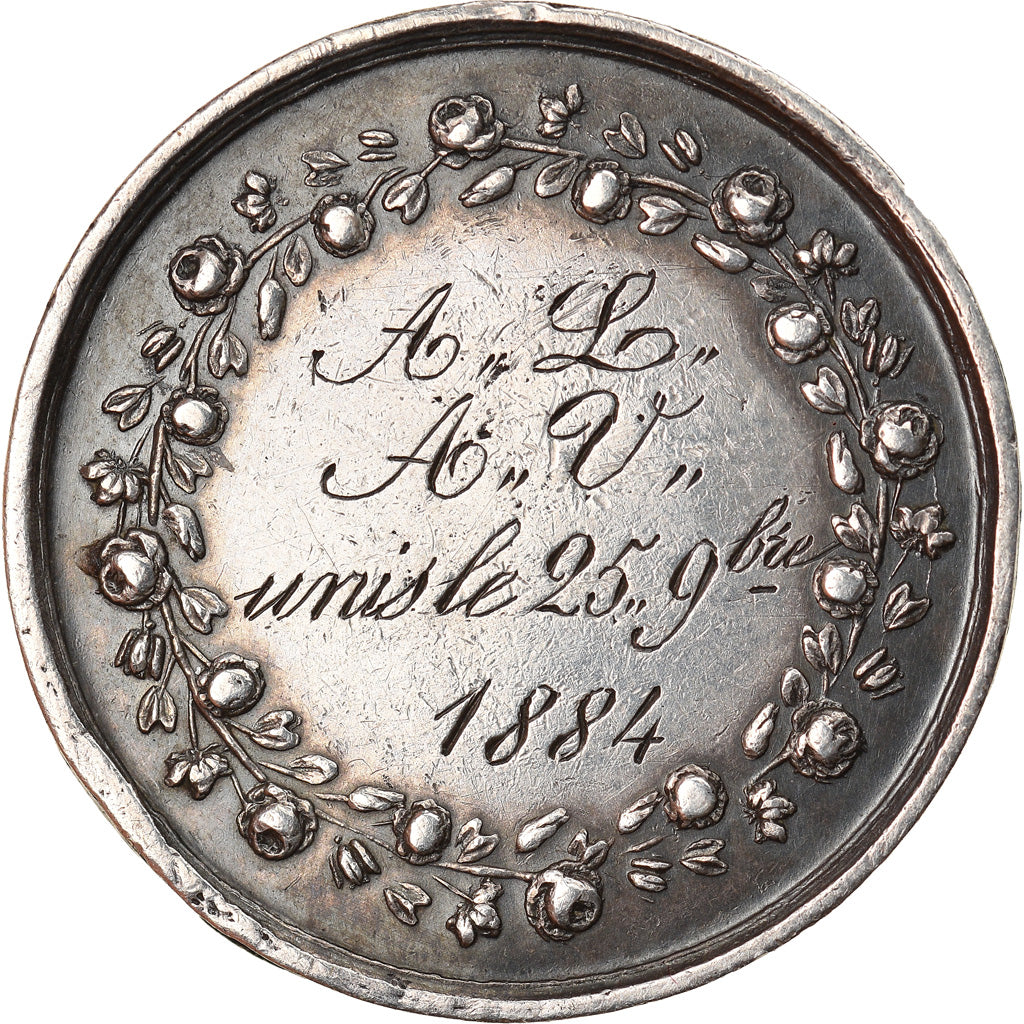 France, Médaille, Mariage Chrétien, Religions & beliefs, 1884, TTB+, Argent