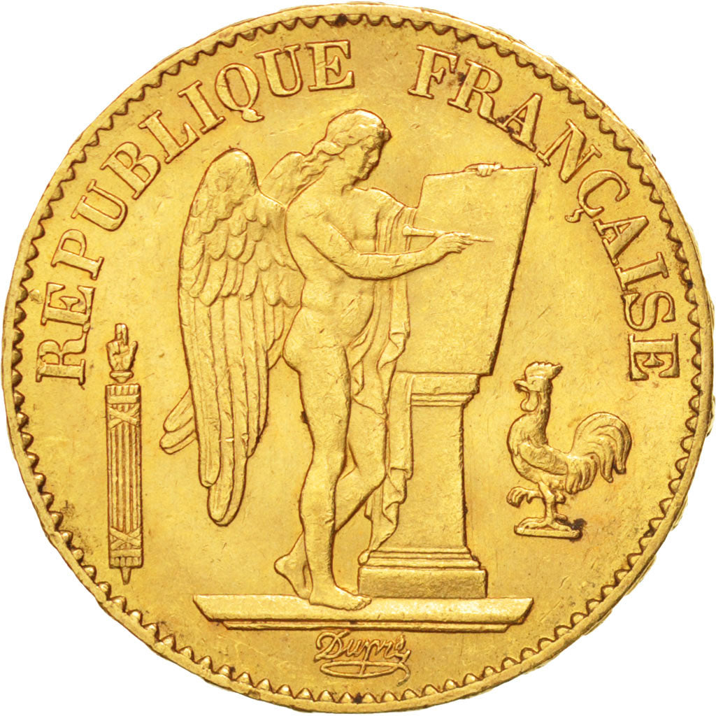 France, Génie, 20 Francs, 1876, Paris, AU(50-53), Gold, KM:825, Gadoury:1063