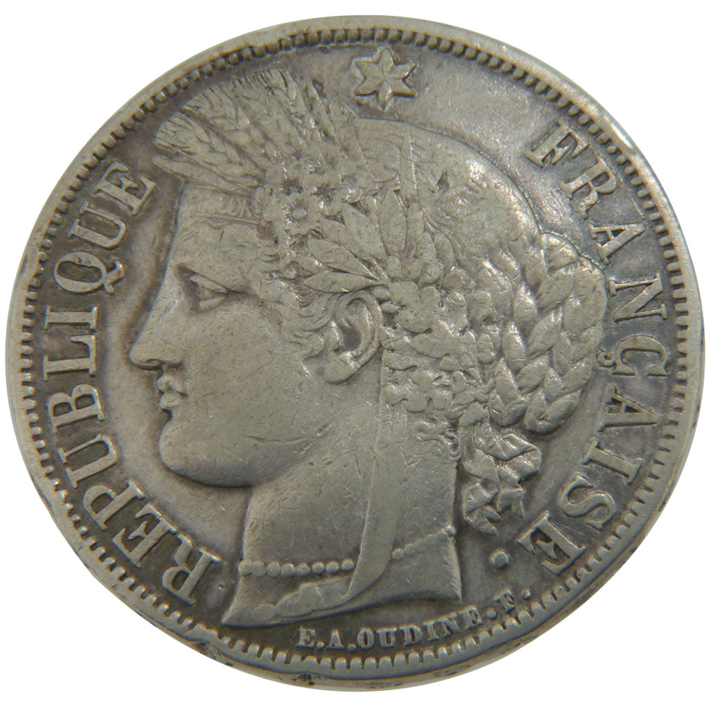 FRANCE, Cérès, 5 Francs, 1870, Paris, KM #819, VF(30-35), Silver, Gadoury #743, 