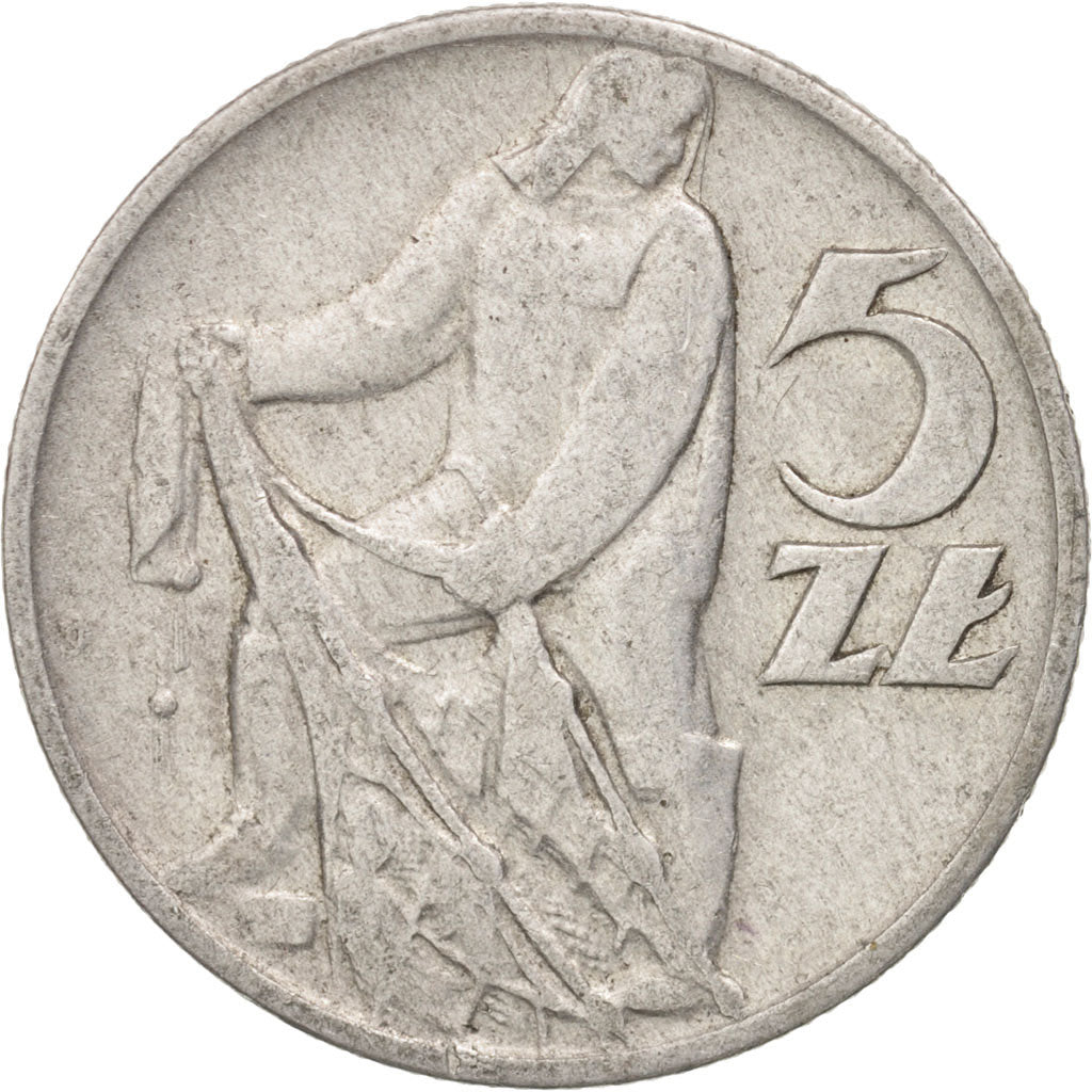 Coin, Poland, 5 Zlotych, 1959, Warsaw, AU(50-53), Aluminum, KM:47