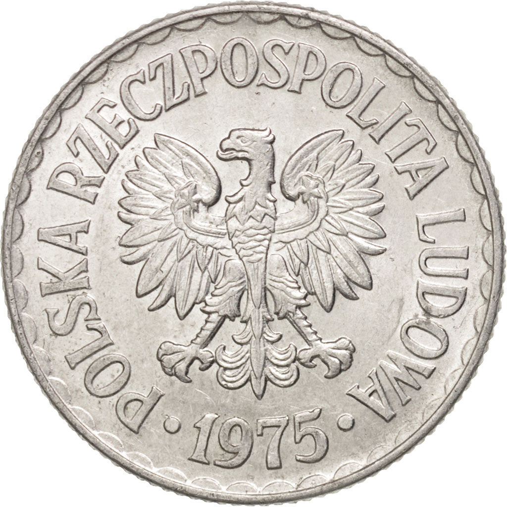 Coin, Poland, Zloty, 1975, Warsaw, AU(55-58), Aluminum, KM:49.1