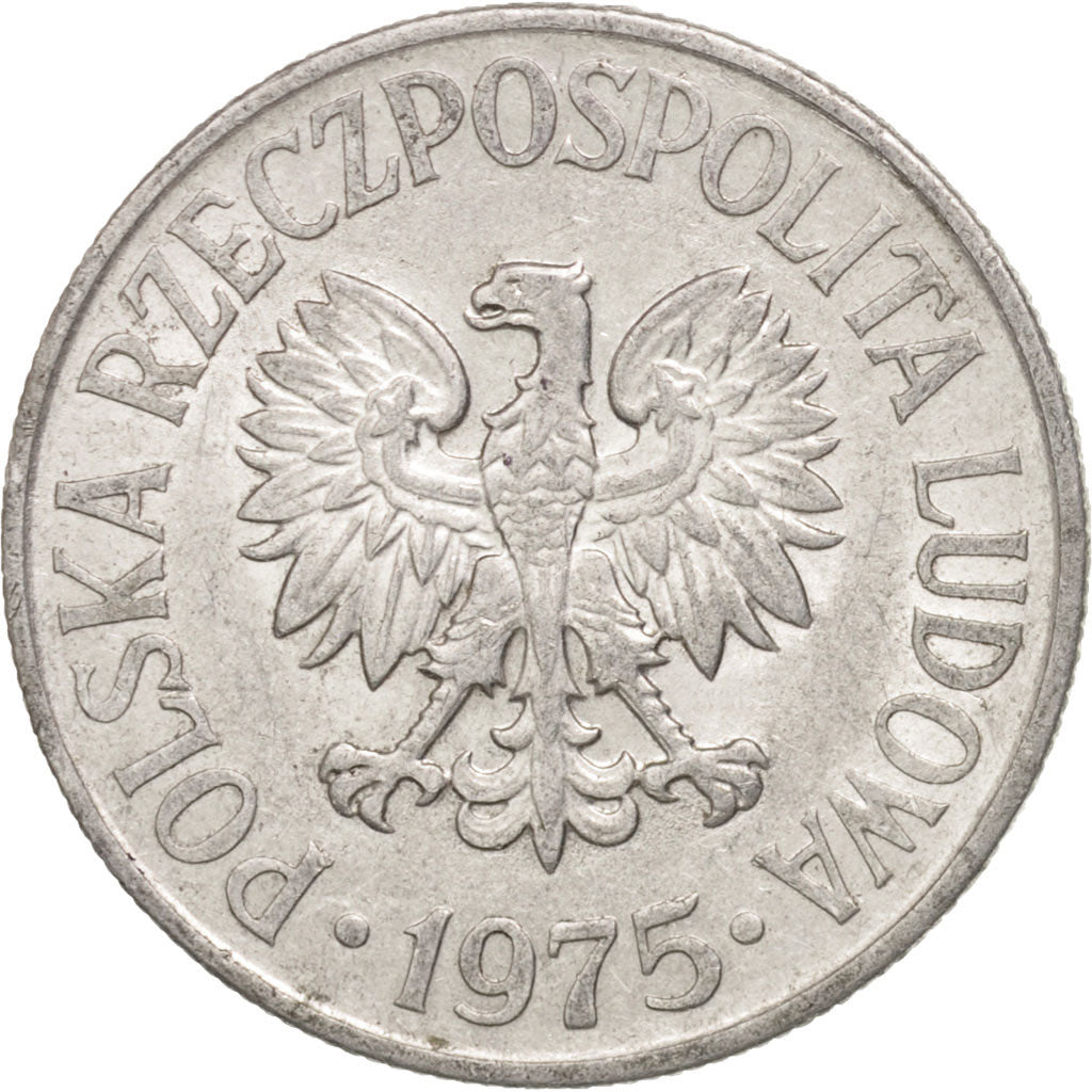 Moneda, Polonia, 50 Groszy, 1975, Warsaw, MBC+, Aluminio, KM:48.1