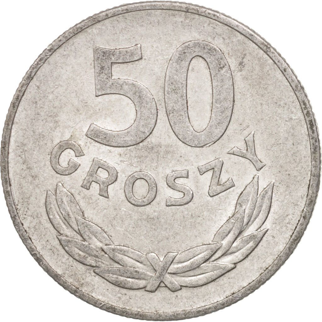 Moneda, Polonia, 50 Groszy, 1975, Warsaw, MBC+, Aluminio, KM:48.1