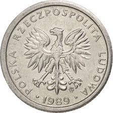 Poland, Zloty, 1989, Warsaw, MS(60-62), Aluminum, KM:49.3
