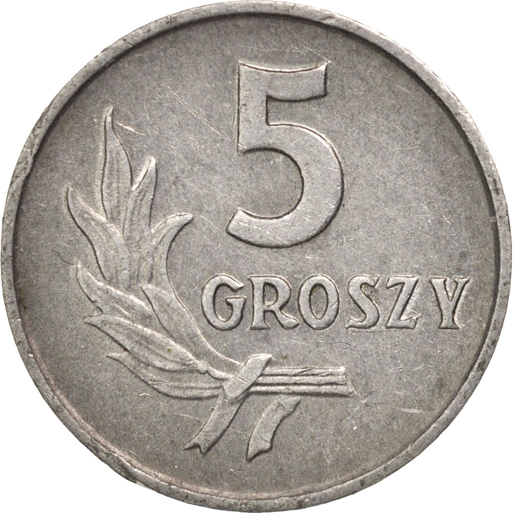 Coin, Poland, 5 Groszy, 1967, Warsaw, AU(50-53), Aluminum, KM:A46