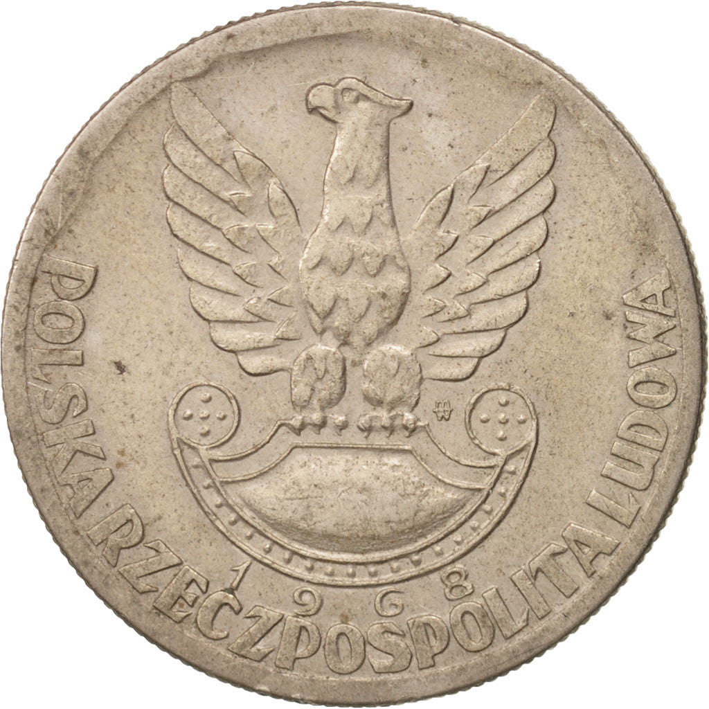 Poland, 10 Zlotych, 1968, Warsaw, AU(50-53), Copper-nickel, KM:60