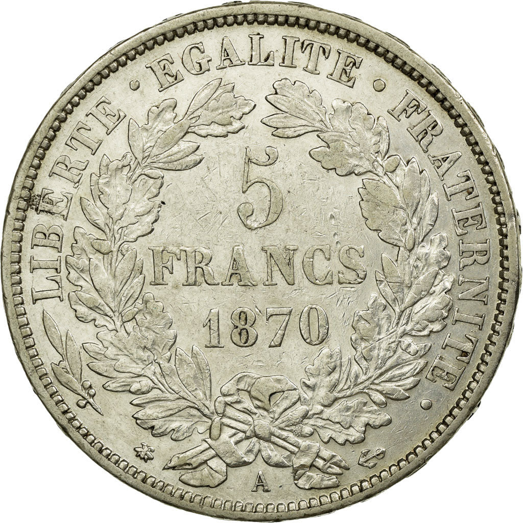 Coin, France, Cérès, 5 Francs, 1870, Paris, EF(40-45), Silver, KM:819